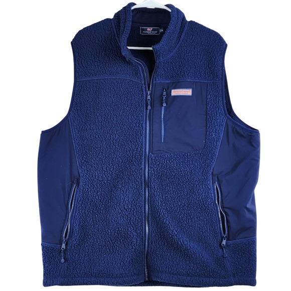 Vineyard Vines Other - Vineyard Vines Sherpa Fleece‎ Vest Mens XL Blue Full Zip Coastal Preppy Gorpcore